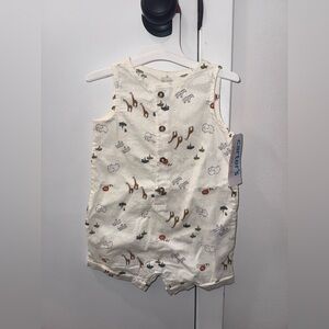 Carter's Cream Baby Romper with Animal Design 6 Month Baby